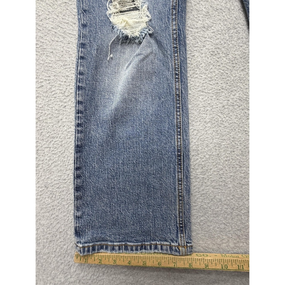 Pilcro Jeans Womens 30 Blue Med Wash Mid Rise Straight Distressed Denim - Picture 3 of 13